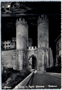 Postcard - Le Torri di Porta Soprano, Notturno - Genoa, Italy