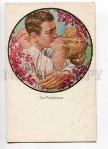 264588 Kiss Lovers Flowers by Fr. ROWLAND Vintage Abshagen PC