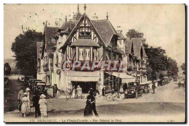 Old Postcard Deauville flowered beach desire the street hoc Spring