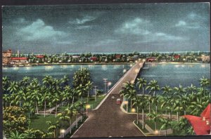 Florida WEST PALM BEACH PALM BEACH Flagler Memorial Bridge at Night - pm1945 - L