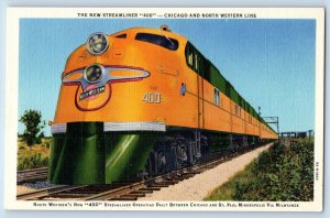 Postcard Streamliner 400 Chicago North Western Line St. Paul Minneapolis c1940