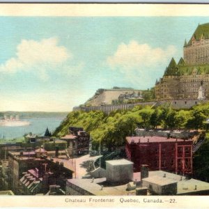 c1920s Quebec City, Canada Chateau Frontenac Hotel Postcard Steamship Town A78