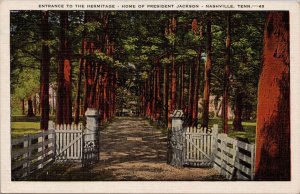 Entrance to the Hermitage Home of Pres. Jackson Nashville TN Postcard PC236