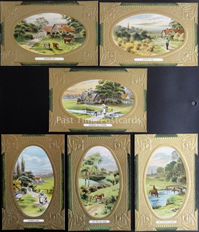 Set of 6 Postcard shows COUNTRY LIFE HARVEST SUMMER DAY by Wildt & Kray 1804