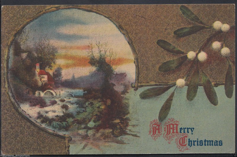 Greetings Postcard - A Merry Christmas - Gobelin Art Tapestry Series   DP590