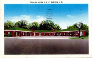 Vtg Edenton North Carolina NC Triangle Motel 1960 Chrome View Postcard