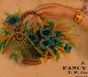 1880s-90s R. Donaghy Fancy Millinery Ladies' Hands Basket Flowers Lot Of 3 P218