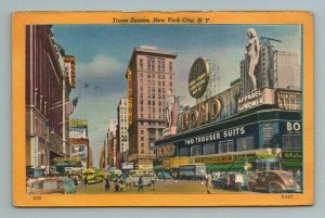 Times Square New York City Bond Suits Loew's NY New York Postcard 