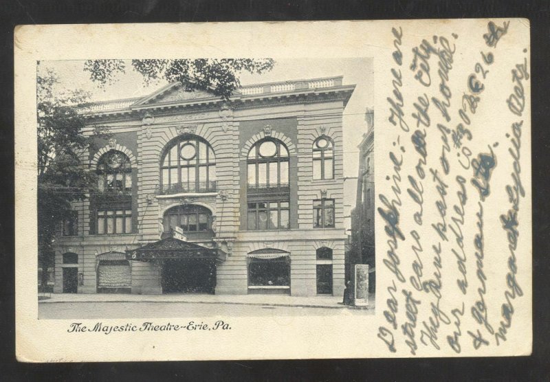 ERIE PENNSYLVANIA THE MAJESTIC THEATRE BUILDING VINTAGE POSTCARD 1907