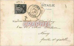 Old Postcard Reims Theater (map 1900)