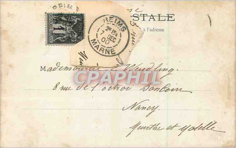 Old Postcard Reims Theater (map 1900)