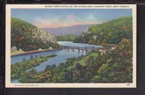 Bird's Eye View Harper's Ferry,WV Postcard 