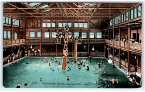 SACRAMENTO, CA California ~ Interior of SWIMMING BATHS c1910s Mitchell Postcard