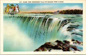 VINTAGE POSTCARD CLOSE VIEW OF HORSE SHOE FALLS OF NIAGARA FROM CANADA