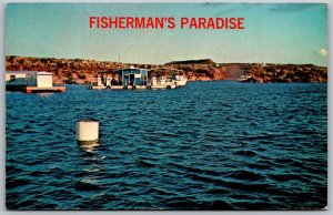 Vtg New Mexico NM Ute Dam Boat Dock Fishermans Paradise View Old Card Postcard