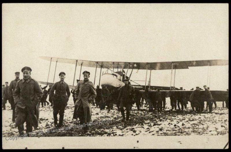WW1 RPPC postcard photo of crashed German biplane WW1 RPPC postcard photo of crashed German biplane