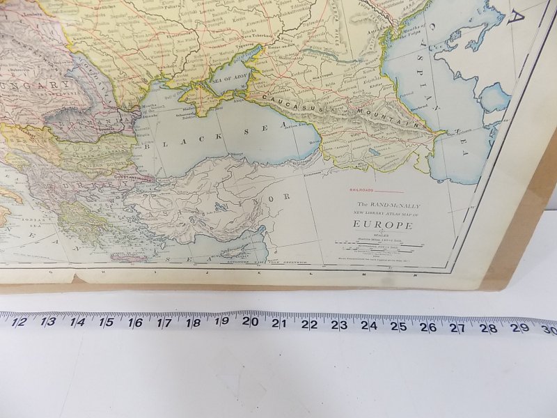 Authentic 1912 Rand-McNally Atlas Map of Europe Copyright 1805 & 1912