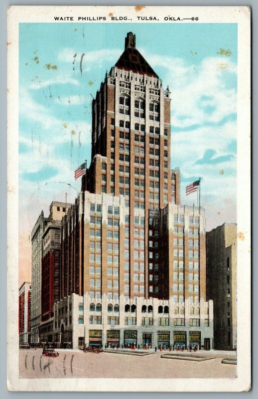 Postcard Tulsa OK 1932 Waite Phillips Building Now Philtower Building CDS Cancel