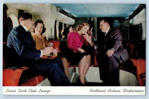 c1950's Lower Deck Club Lounge Northwest Airlines Stratocruiser Vintage Postcard