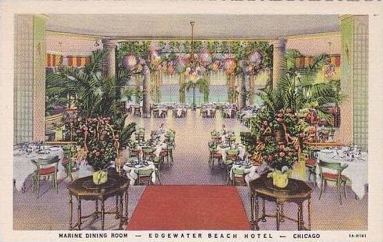 Illinois Chicago Edgewater Beach Hotel Marine Dining Room Curteich