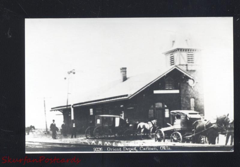 RPPC CARMEN OKLAHOMA ORIENT RAILROAD DEPOT TRAIN STATION REAL PHOTO POSTCARD