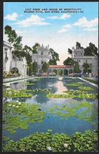 Lily Pond & Hospitality House Balboa Park San Diego California Unused c1930s