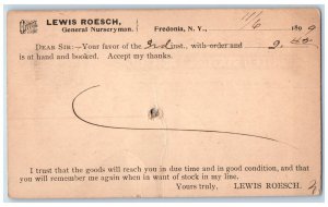 1899 Lewis Roesch General Nurseryman Fredonia New York NY Postal Card 