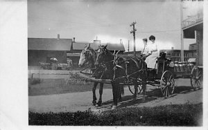 Old Orchard Beach ME Milk Wagon Horse Drawn BY Railroad Station Postcard