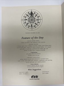 Princess Cruises, Pacific Princess Lunch Service Menu (December 15 1982)