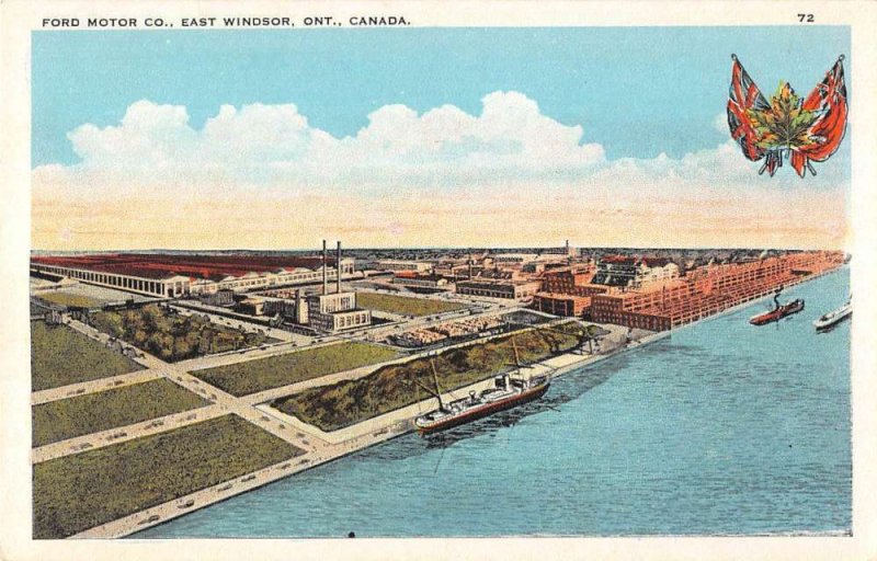 East Winsor Ont. Canada aerial view Ford Motor Co antique pc ZD549862