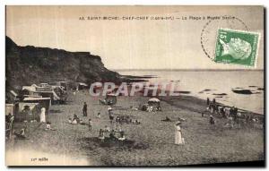 Old Postcard Saint Michel Chef Chef The Beach at low Maree