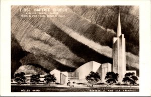 Real Photo Postcard First Baptist Church in Long Beach, California