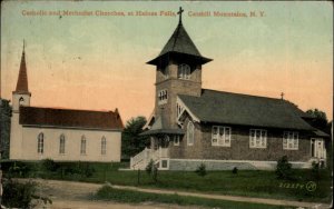 Catskill Mountains Haines Falls New York NY Catholic Methodist Church c1910 PC