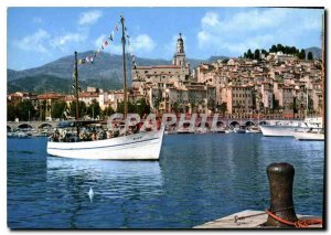 Postcard Moderne Menton Old Town Sylco the outgoing Port