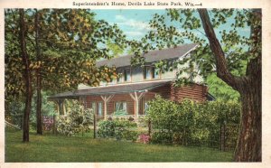 Vintage Postcard 1936 Superintendent's Home Devil's Lake State Park Wisconsin WI