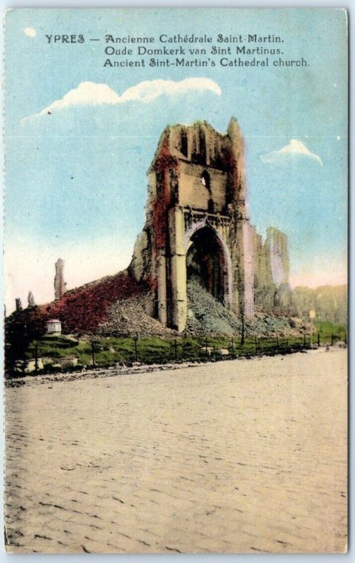 Postcard - Ancient Saint Martin's Cathedral Church - Ypres, Belgium