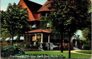 Postcard Residence of J.D. Oliver in South Bend, Indiana