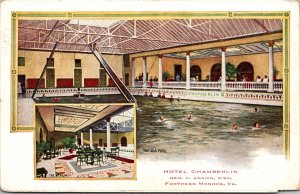 Postcard Sea Pool and Atrium at Hotel Chamberlin in Fortress Monroe, Virginia