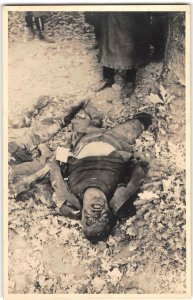 RPPC Corpse Macabre Photo Dead Body WWI Era Weird 1910s Vintage Postcard