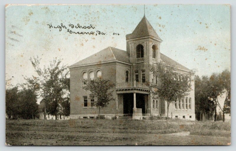 Greene Iowa~High School in Tall Weeds~1910 CU Williams Postcard