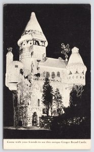 Hamburg New Jersey~Ginger Bread Castle @ Night~Roadside~1950s Postcard