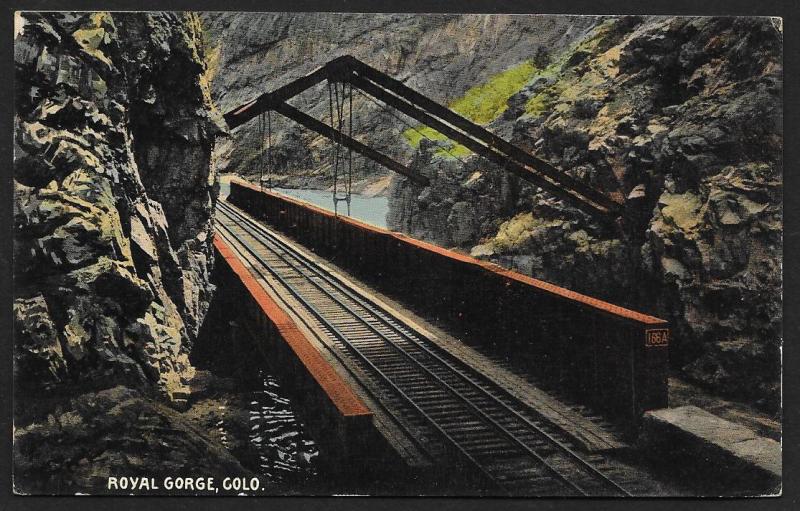 Royal Gorge Pavilion Over Railroad Tracks Colorado Unused c1910s