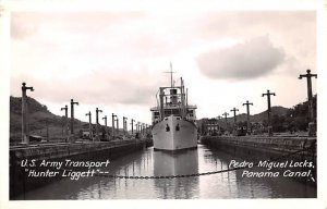 US Army Transport, Hunter Liggett Pedro Miguel Locks Panama Black paper on back 