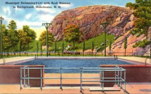 New Hampshire Municipal Swimming Pool With Rock Rimmon In Background