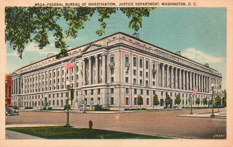 Vintage Postcard 1945 Federal Bureau Investigation Justice Dept. Washington DC