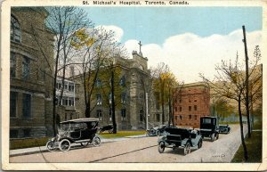 Postcard ON Toronto St. Michael's Hospital Old Cars 1922 M67