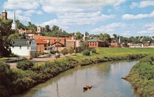 GALENA, IL Illinois  RIVER & CITY VIEW Homes~Churches & Canoeing Chrome Postcard