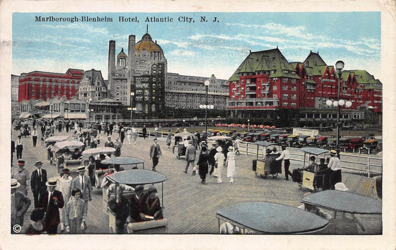 Marlborough  Blenheim Hotel, Atlantic City, Early Postcard, Used in 1925