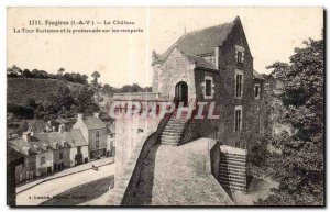 Old Postcard Fougeres Chateau La Tour Surienne and walk on the ramparts