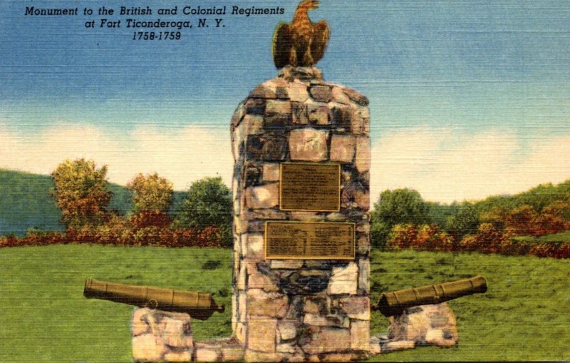 New York Fort Ticonderoga Monument To British and Colonial Regiments Curteich